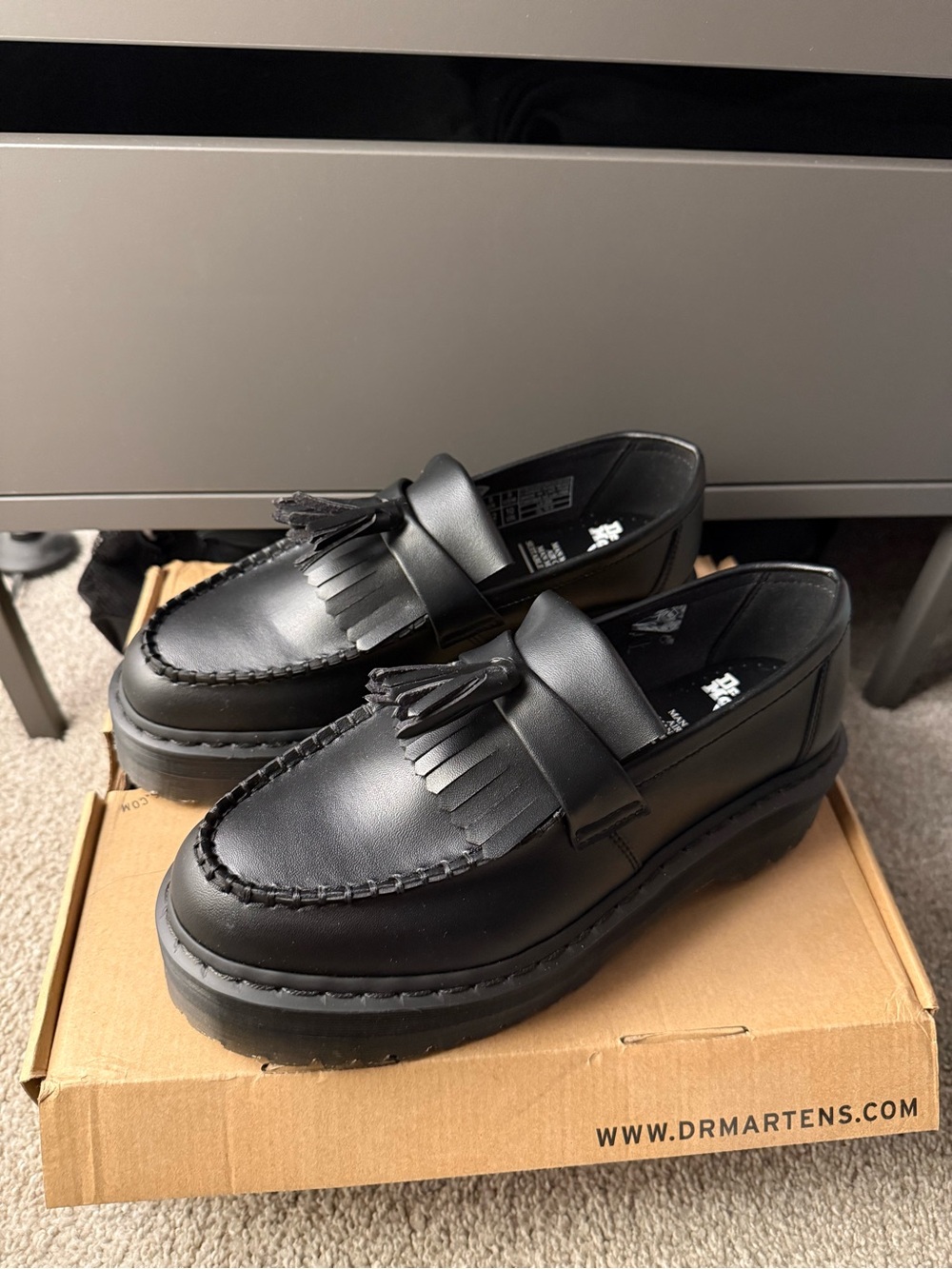 Dr. Martens Black Vegan Leather Platform Tassel Loafers